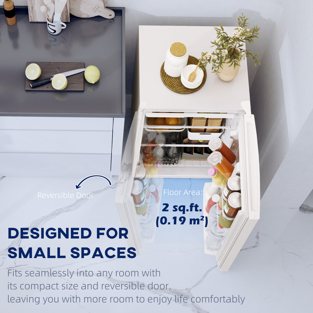 4.5 Cu Ft Mini Fridge with Freezer, Wheels, Single Door Refrigerator, Adjustable Thermostat – view 9