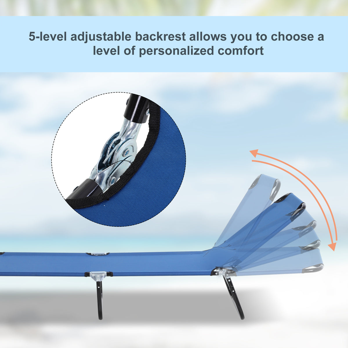 Outdoor Folding Lounge Chair, Steel Tanning Chair with Reclining Back, Breathable Mesh for Beach, Yard, Patio, Green