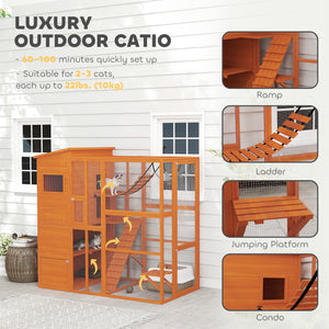 76" Catio Outdoor Cat Enclosure with Cat Condo, Jumping Platforms, Ladder, Ramps – view 10