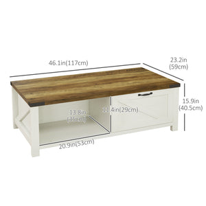 Industrial Coffee Table Side End Table with Drawer, Open Storage Shelf, Modern Farmhouse Furniture, for Living Room, Dining Room, Office, Brown