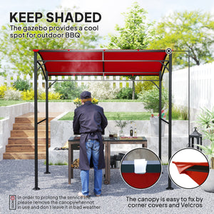 7' x 5' BBQ Grill Gazebo Tent, Garden Grill Canopy with Steel Frame and Hooks, Outdoor Sun Shade, Grey – view 59