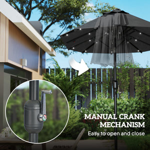 10ft Double-Sided Patio Umbrella with 35 LED Lights, 12 ribs, Extra Large Outdoor Parasol with Twin Canopy, Dark Grey