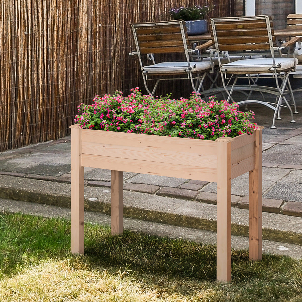 34"x18"x30" Wooden Raised Garden Bed, Elevated Planter Box with Legs, Drainage Holes, Inner Bag for Garden – view 11