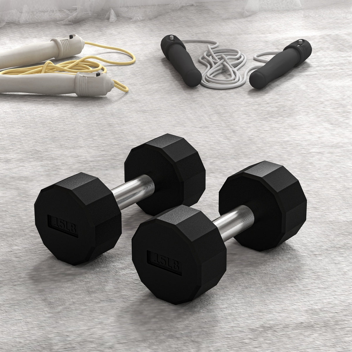 Soozier 2 x 10lbs Dumbbells Set with Non-Slip Grip, Rubber Covered Weights for Men Women Home Gym Workout