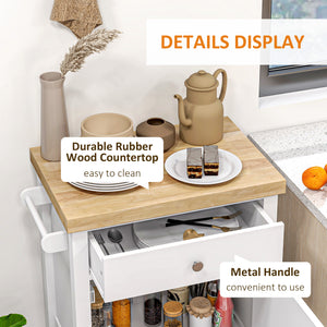Kitchen Cart on Wheels, Rolling Kitchen Island Cart with Wood Top, Towel Rack – view 19