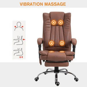 Office Chair 6-point Vibration Massage Chair Micro Fiber Recliner with Retractable Footrest Black – view 12