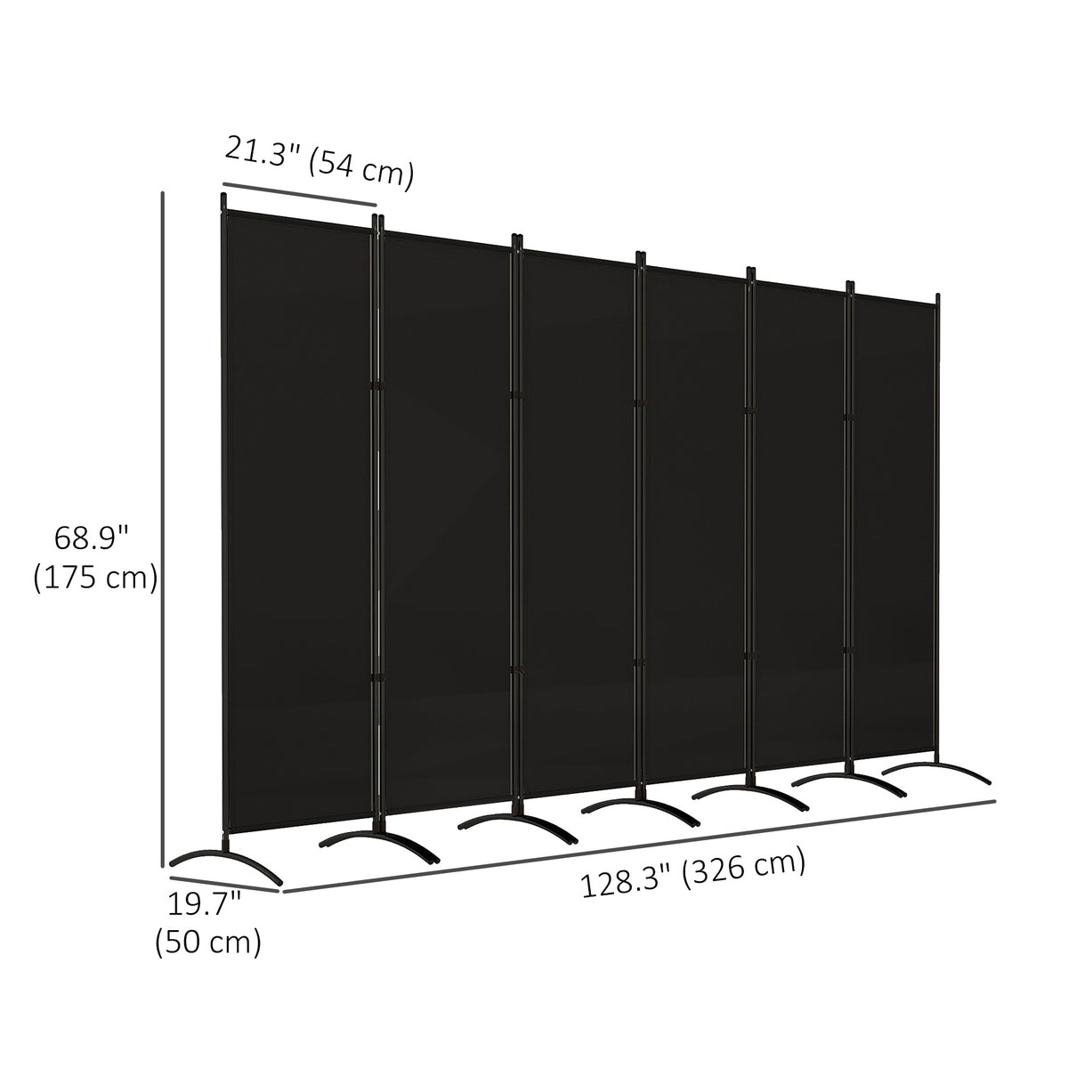 6 Panel Folding Room Divider, UV30+ Privacy Screen, Indoor Outdoor Privacy Panel with Stable Base, Beige – view 9