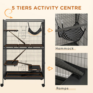5-Tier Rolling Small Animal Cage, Deluxe Guinea Pig Cage, Ferret Cage for Mink Chinchilla Kitten Rabbit – view 5