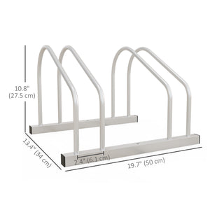 2-Bike Adjustable Bike Rack, Steel Bike Stand, Ground Mount Garage Organizer for Indoor and Outdoor Use, Silver