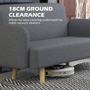 Velvet Feel Fabric 2 Seater Sofa, Small Sofa Loveseat with 8.3" Thick Padding and Wood Legs, Black – view 19