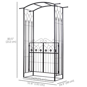 Outdoor Metal Trellis Garden Arch Arbor w/ Lucky Leaf Clover Gate for Ceremony Wedding Party Garden Lawn, Black