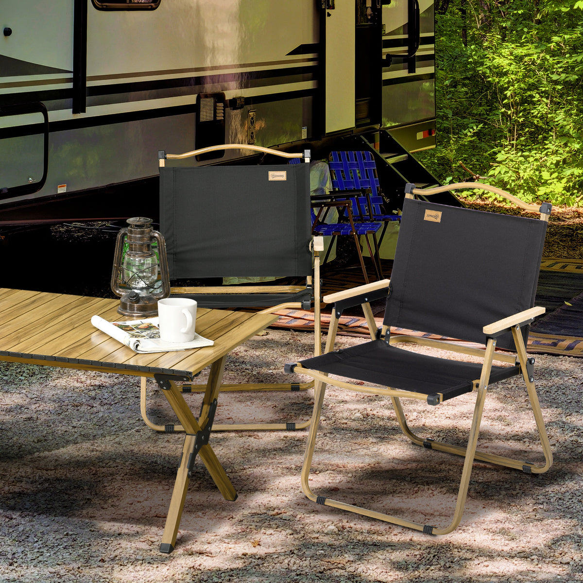 Camping Chair, Lightweight Folding Chair, Portable Armchair, Excellent for Festivals, Fishing, Khaki – view 21