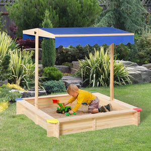 Kids Wooden Sandbox with Cover, Play Sand Station for Children Outdoor Sand box, with Seats, for Backyard – view 9