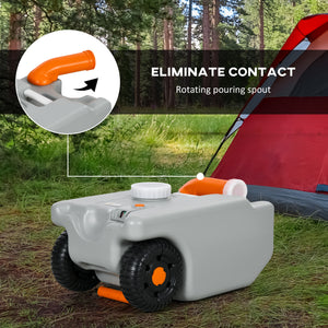 5.8 Gallon RV Waste Tank, Water Container with Collapsible Handle and Wheels, Portable Water Tank for Camping, Grey