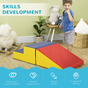 Soozier 2-Piece Climb and Crawl Activity Soft Play Set, Secure Foam Blocks Playset for Toddler Preschooler Babies Indoor, Activity Structure Play Equipment, Multi-colour