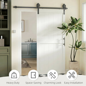 36inx84in Barn Door with 6FT Sliding Door Hardware Kit, Handle, Upgraded Rollers and Floor Guide – view 5