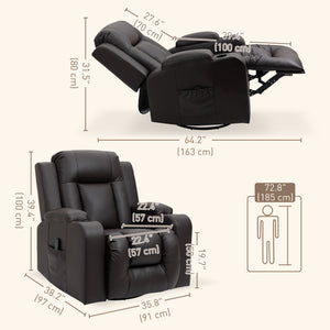 Swivel Massage Recliner Chair Rocker, Overstuffed Manual Reclining Sofa – view 9