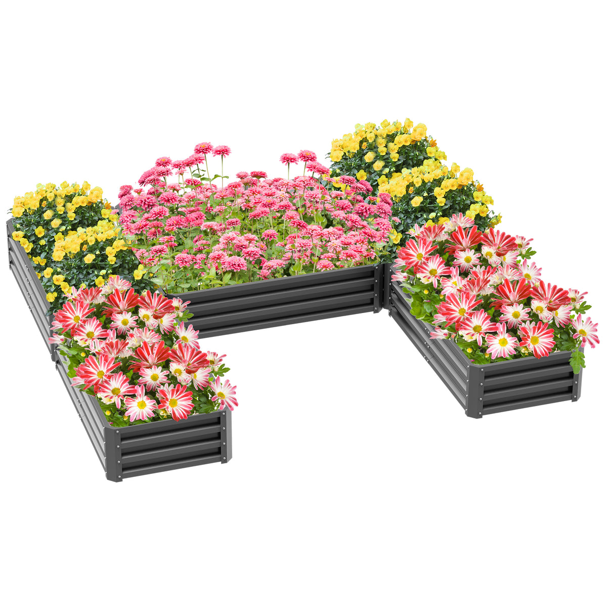 Steel Raised Garden Bed, Set of 5 Large Box Planters for Outdoor Plants Vegetables Flowers Herbs, 8x8x1ft – view 22