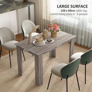 47" Kitchen Table for 4-6 People, Dining Table with Wood Effect for Dining Room, Black