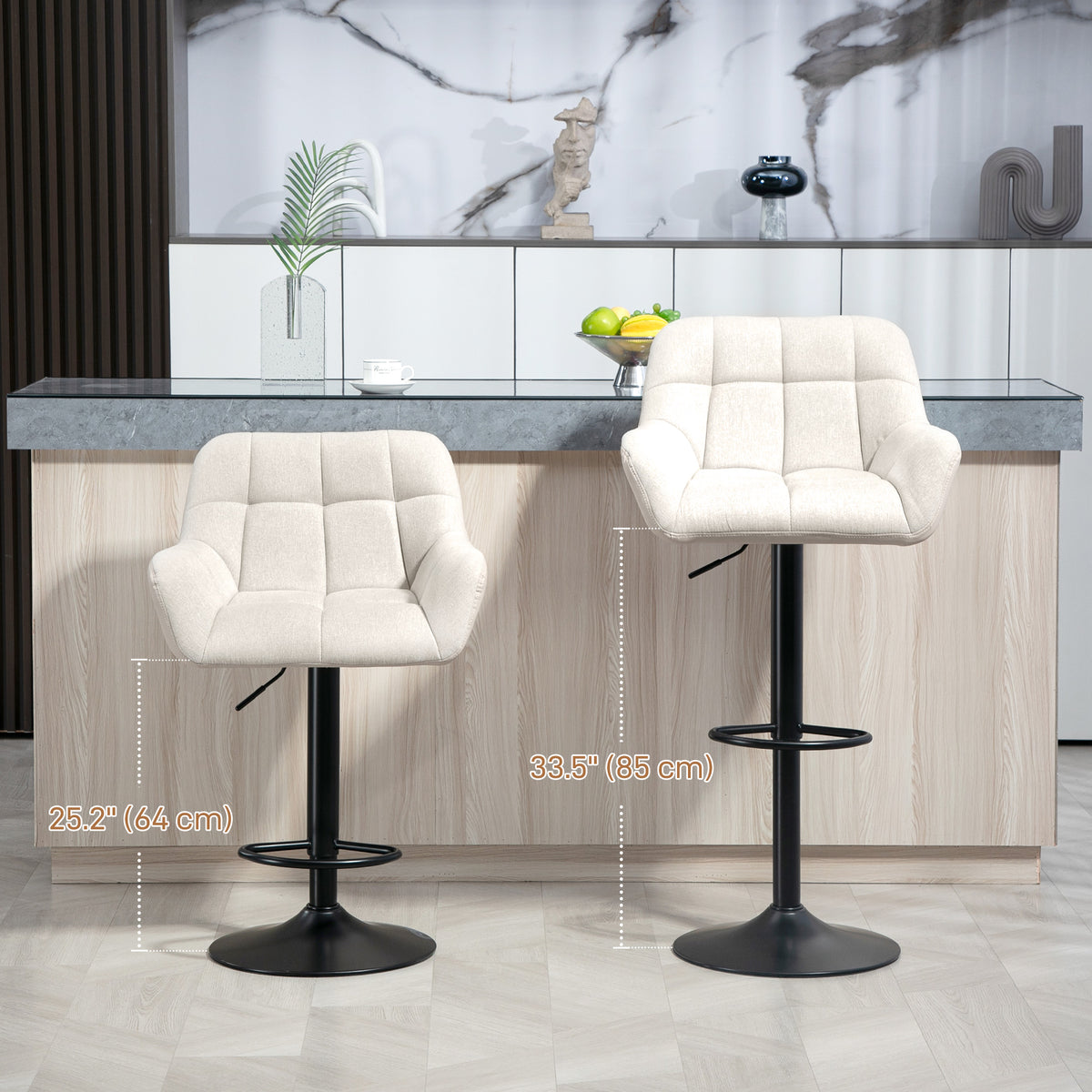 Swivel Barstools Set of 2 Adjustable Bar Stools with Footrest Armrests and PU Leather Back for Dining Room – view 5