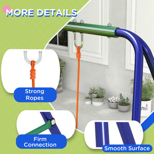 Kids Swing Set Outdoor Metal Swing Frame with Double Swing Seats for 1-2 Children Aged 3-8 Years Old