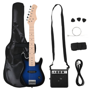30 Inch Electric Guitar 3/4 Size Beginner Starter Kit with 5W Amplifier, Strap, Strings, Picks, Carrying Case, Blue