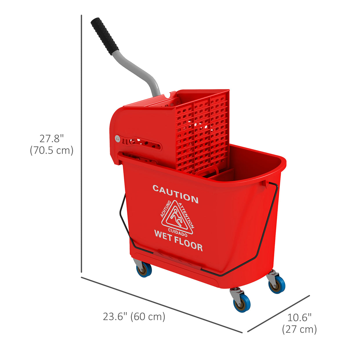 Compact Mop Bucket with Wringer, Mop Bucket on Wheels, 5 Gallon, Separate Dirty and Clean Water, Yellow – view 23