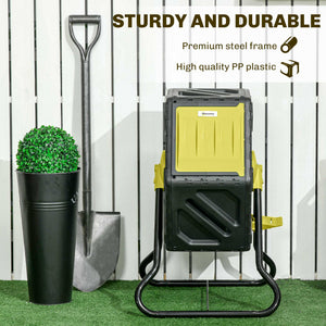 Rotating Composter, Compost Bin with 24 Vents and Steel Legs, 17 Gallon, Green