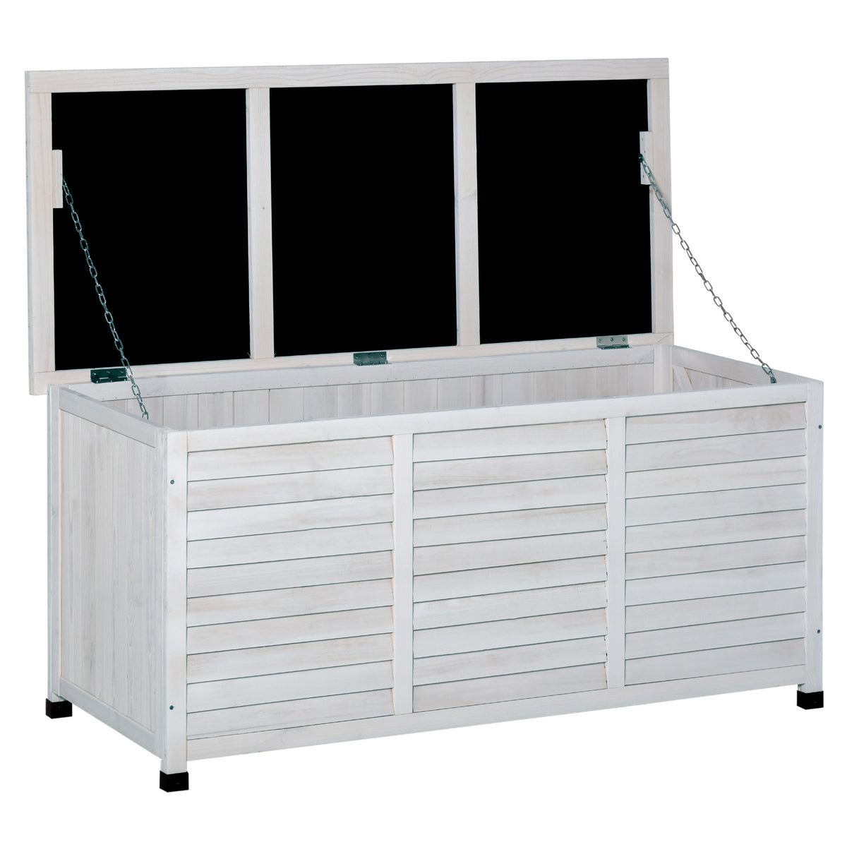 75 Gallon Wooden Storage Box patio Deck Box Bench, Garden Backyard Outdoor Storage Container with Aerating – view 8