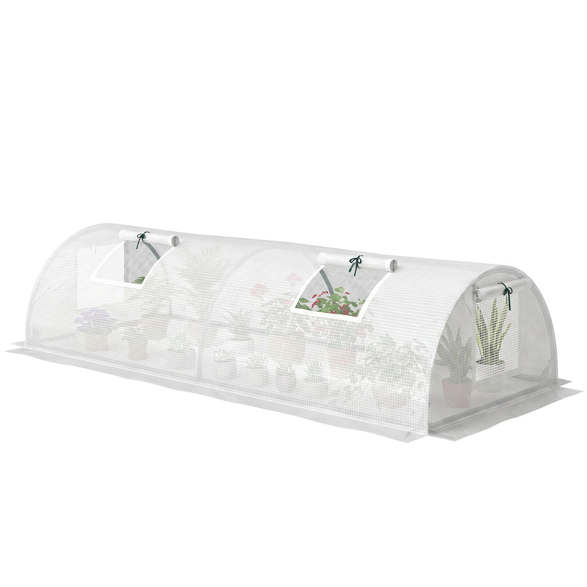 Portable Mini Greenhouse, Tunnel Growing Tent with 5 Mesh Windows and Steel Frame, 7' x 3' x 2', Green – view 8