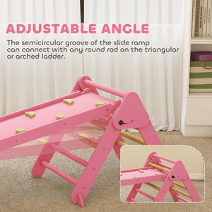 Qaba 7-in-1 Pikler Triangle Set, Foldable Wooden Climbing Toys with Arch, Ramp and Ladder for Toddlers 1-4 Years
