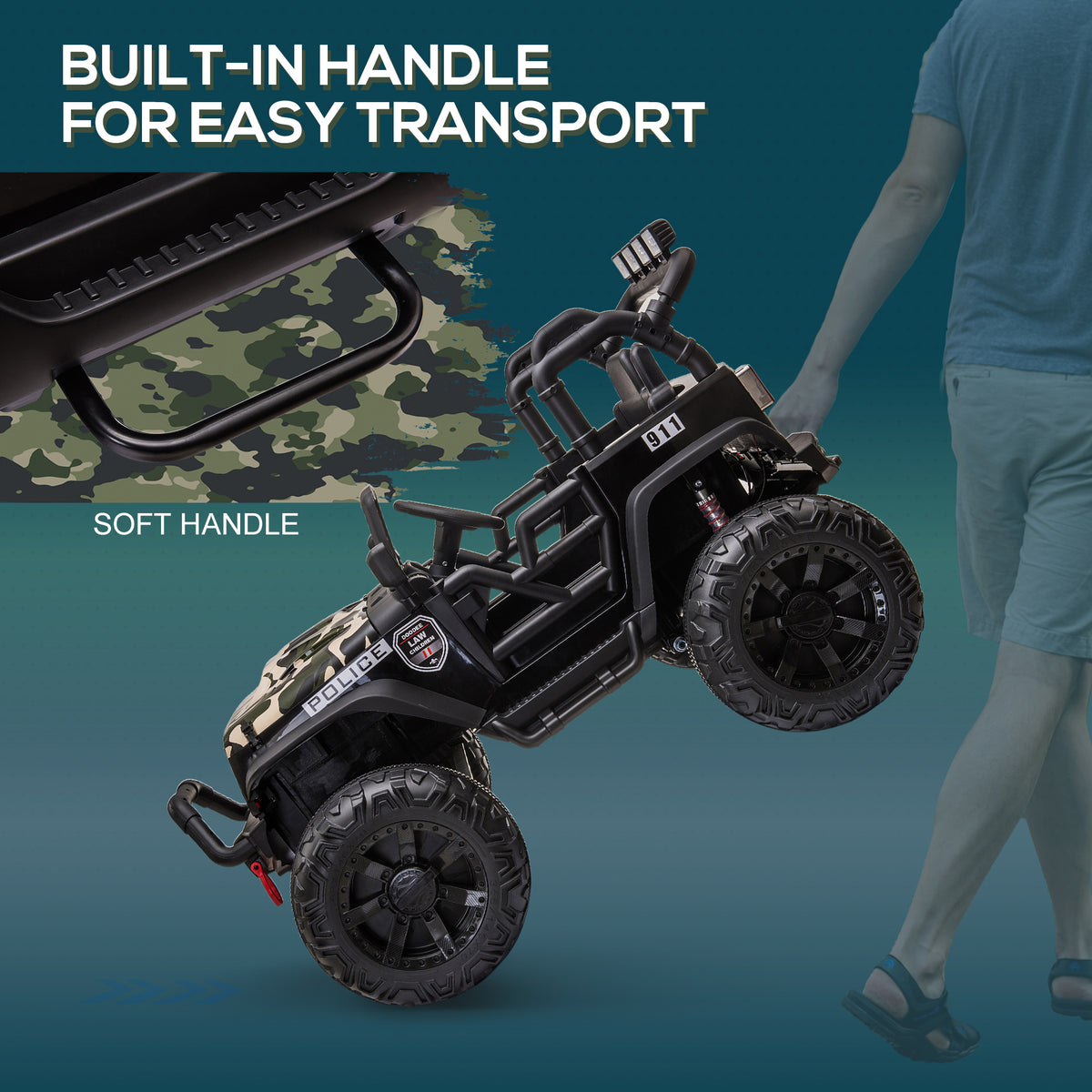 Aosom 12V Battery-powered Kids Jeep Ride On Police Car with Parental Remote Camouflage