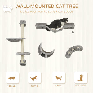 4Pcs Cat Wall Shelf with Scratching Post, Cat Wall Shelves for Relaxing, Climbing – view 4