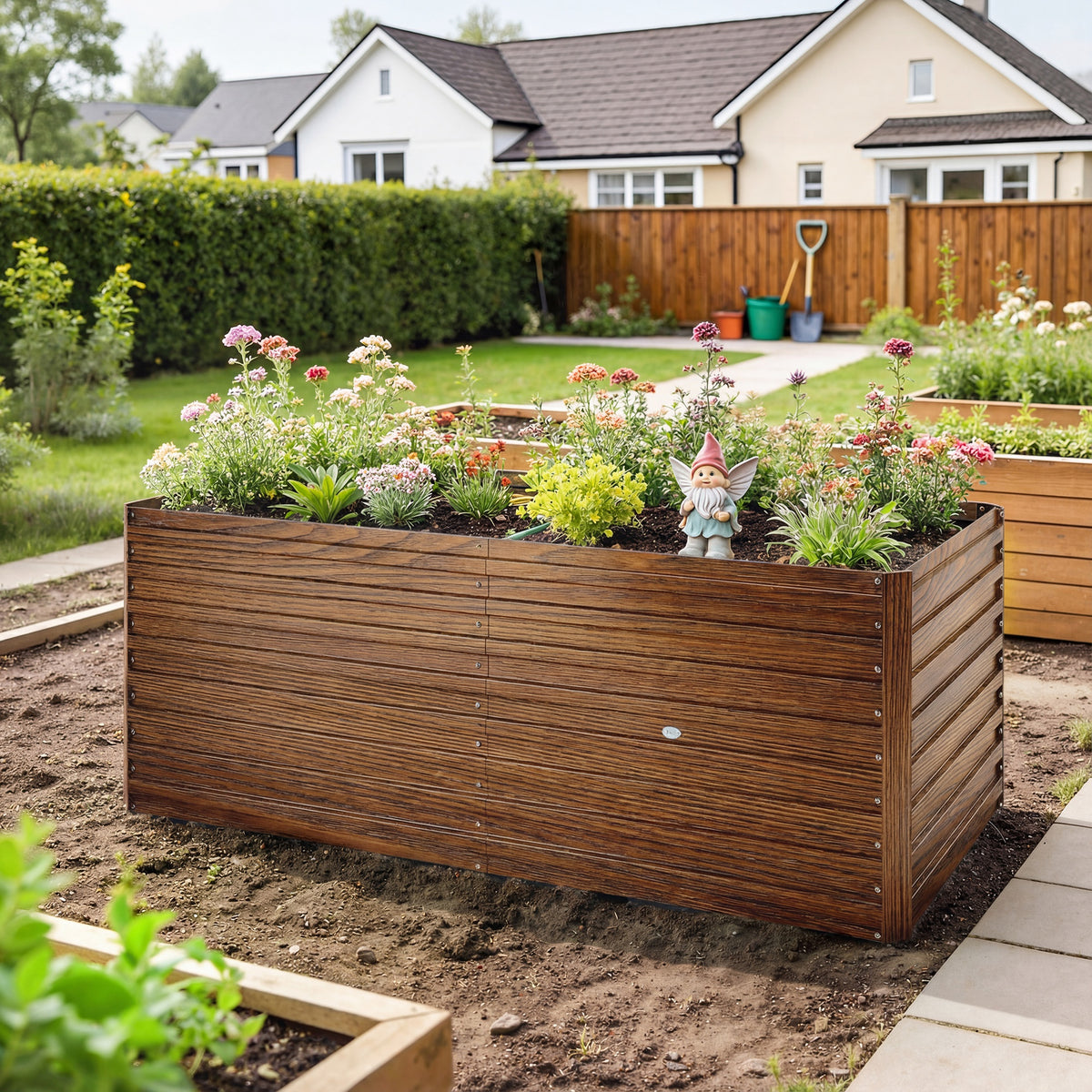5' x 3' x 2' Raised Garden Bed, Galvanized Planter Box for Growing Flowers, Herbs and Vegetables, Black – view 21