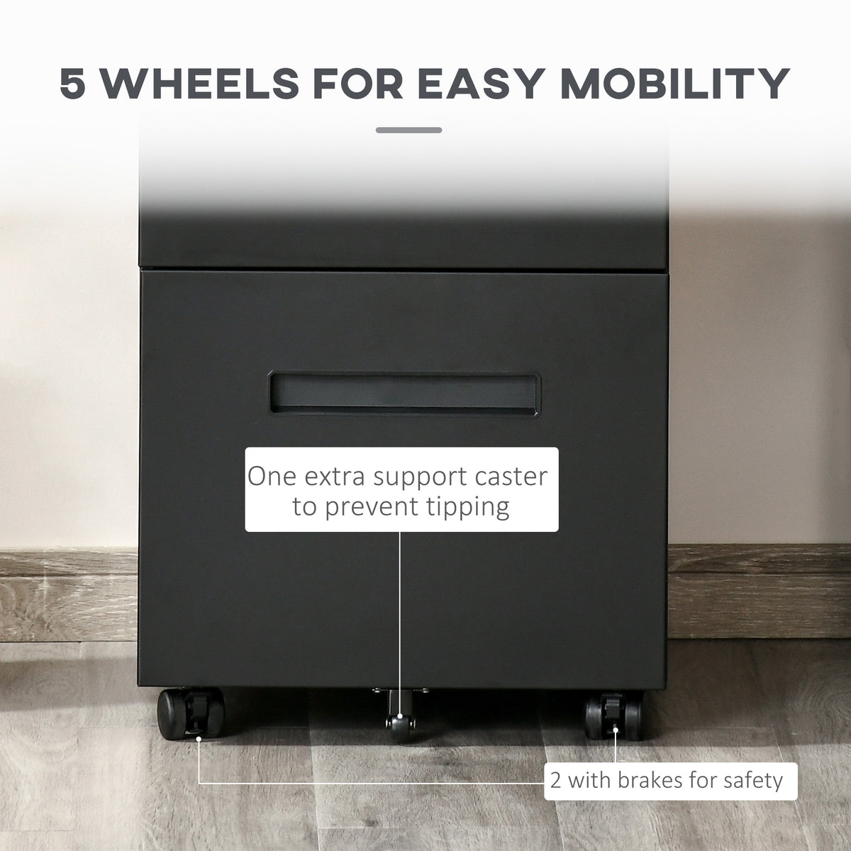 File Cabinet, Vertical Filing Cabinet with Adjustable Partition for A4 Letter Size, Lockable for Office – view 4
