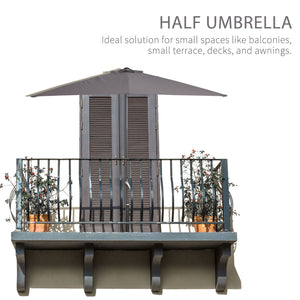8ft Half Umbrella Outdoor Balcony Parasol Patio Garden Outdoor Window Sun Shade w/ 5 Ribs Beige – view 26