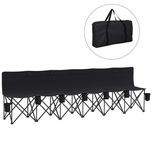 6 Seat Folding Camping Chair with Cup Holder and Carrying Case for Camping, Picnic, Sport Events, Black