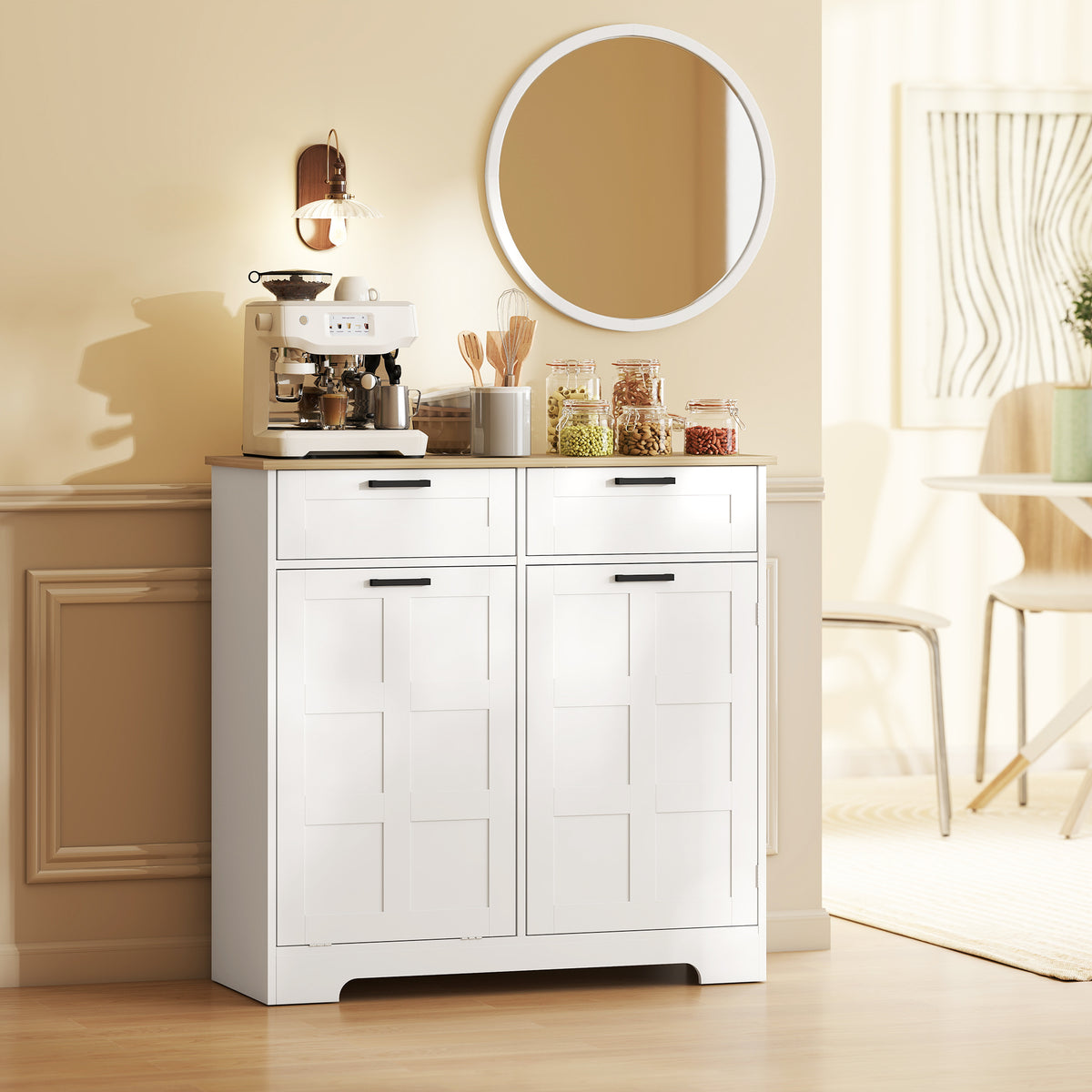 13 Gallon Tilt Out Garbage Cabinet, Kitchen Island with Trash Cabinet, 2 Drawers, Door Racks – view 14