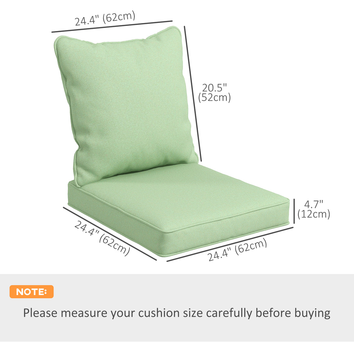 Seat Cushion Back Pillows Replacement Set of 2, Patio Chair Cushions Set for Indoor Outdoor, Blue – view 16