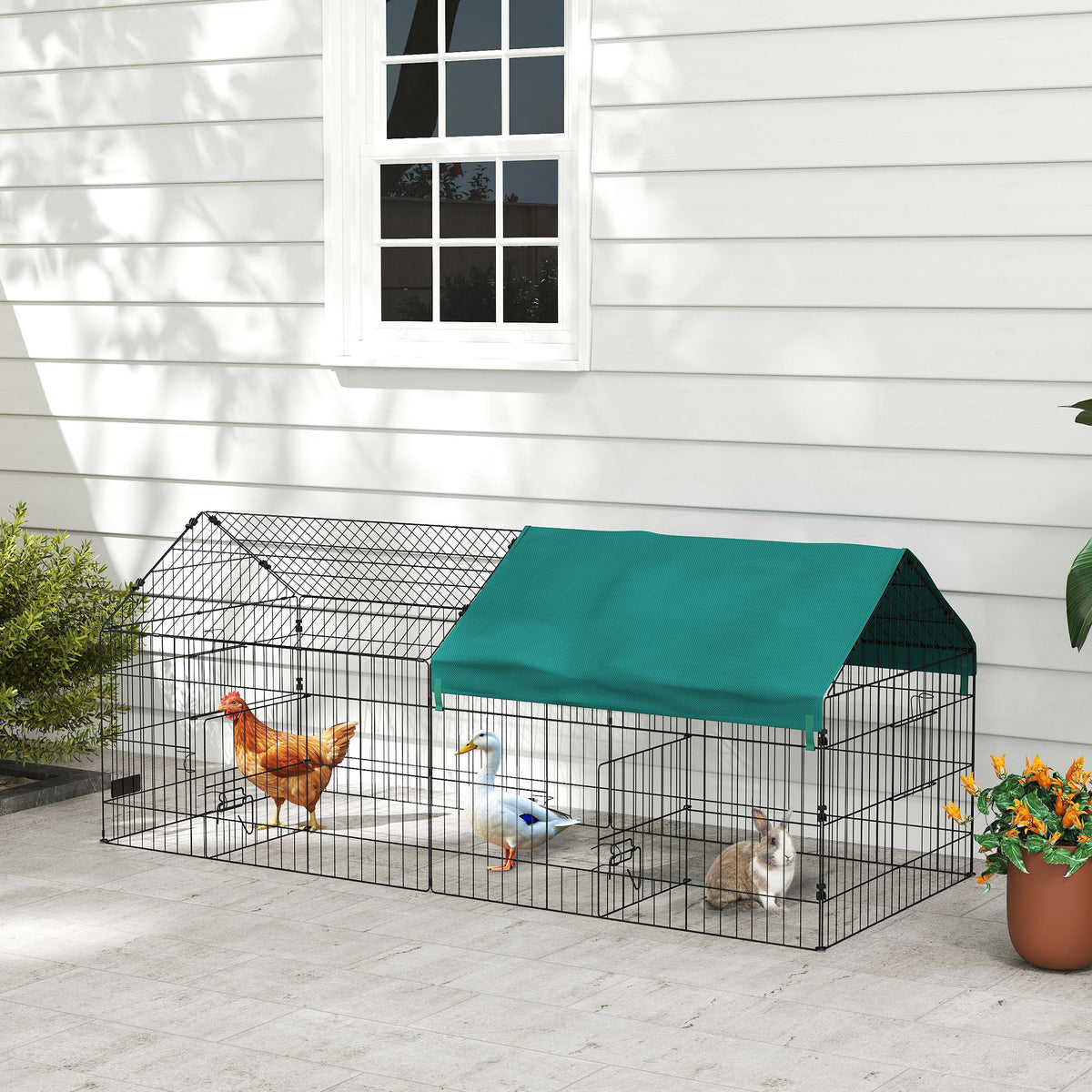 73" Small Animal Cage with Roof, Indoor/Outdoor Use,  for Chicken, Rabbits, Chinchillas
