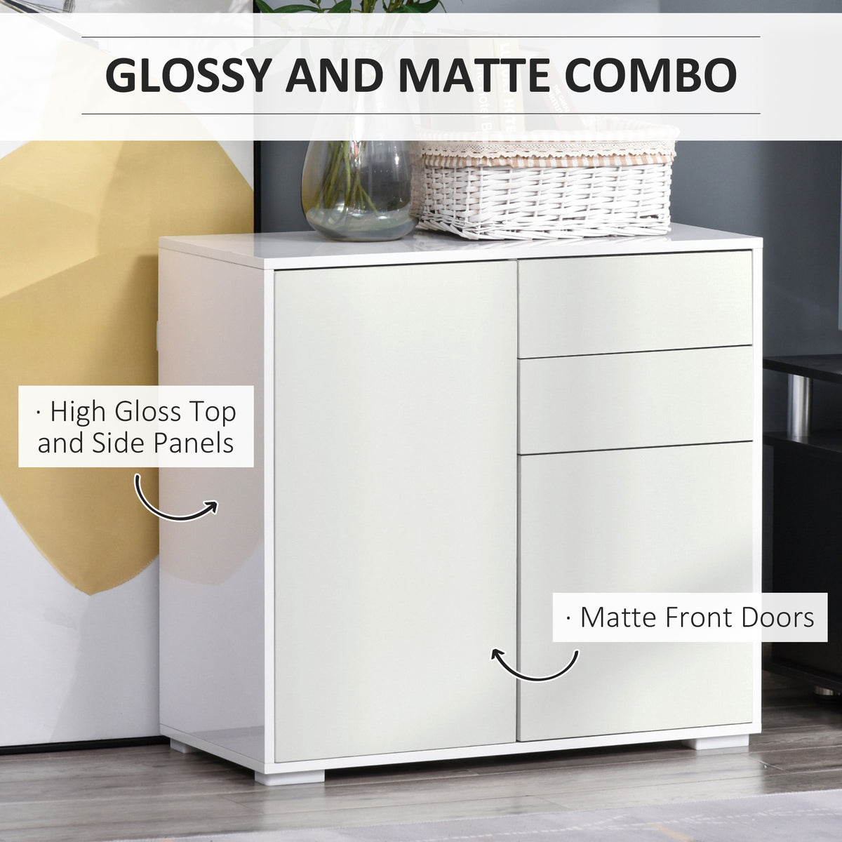 High Gloss Buffet Sideboard with 2 Drawers, 2 Doors and Adjustable Shelf – view 11