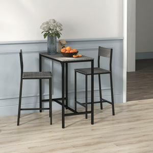 Industrial Bar Table Set Counter Height 3 Piece and 2 High Back Stools Set Dining Table Set Natural Wood