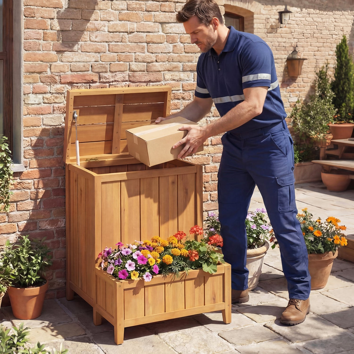 Package Delivery Box with Planter Box for Pool Accessories and Garden Tools view 2