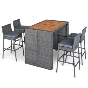 Patio Acacia Wood Dining Set for Home-Grey view 4