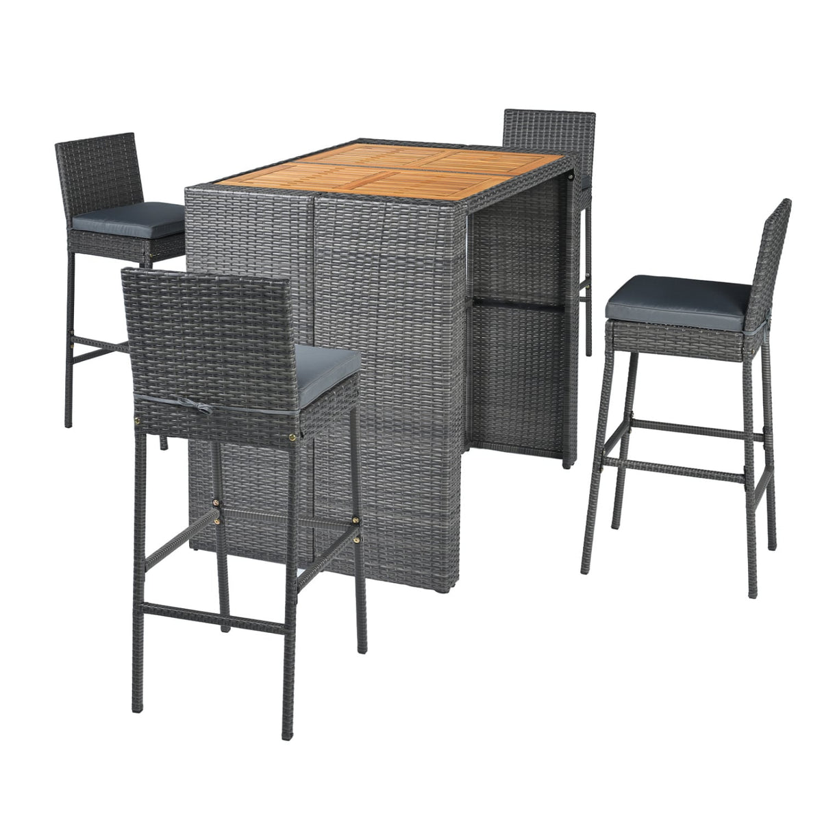 Patio Acacia Wood Dining Set for Home-Grey view 7