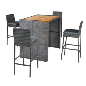 Patio Acacia Wood Dining Set for Home-Grey view 7