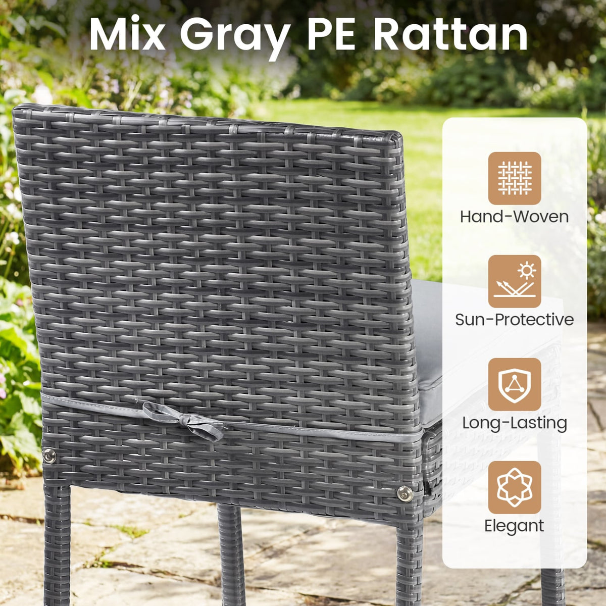 Patio Acacia Wood Dining Set for Home-Grey view 9