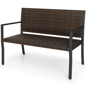 Patio Sun-Proof Rattan Loveseat with Soft Sponge Seat-Brown view 4