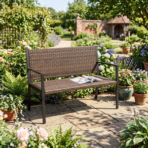 Patio Sun-Proof Rattan Loveseat with Soft Sponge Seat-Brown view 2