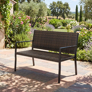 Patio Sun-Proof Rattan Loveseat with Soft Sponge Seat-Brown view 6